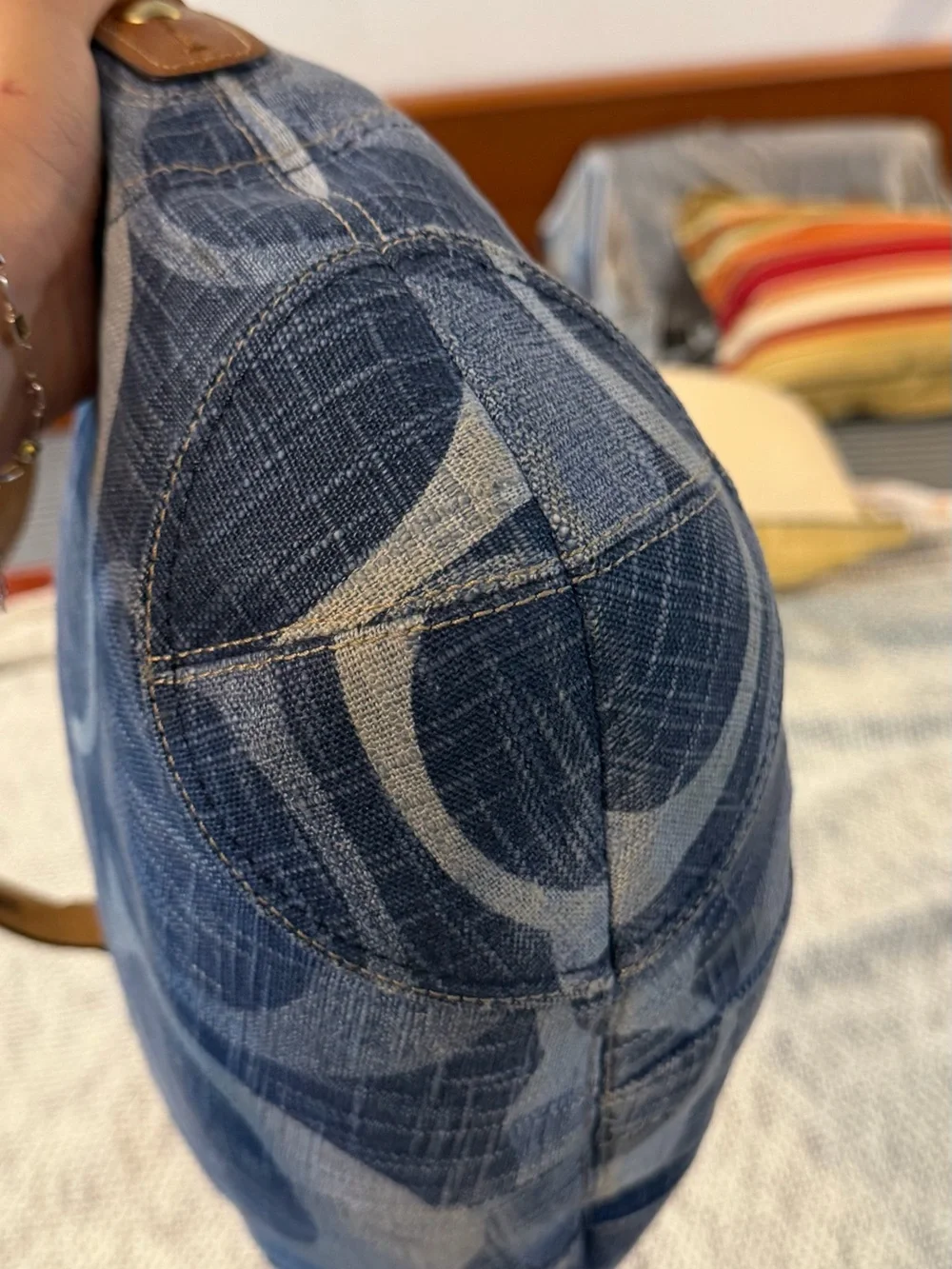 Coach Denim Signature Hobo Shoulder Bag in Blue Denim